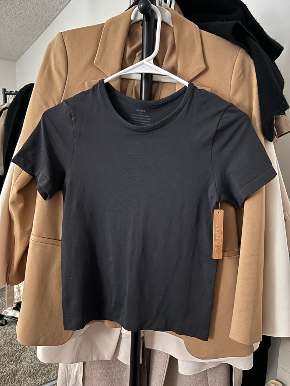 SKIMS Black Short Sleeve Crewneck Tee